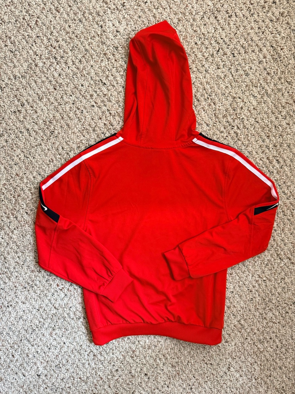 Nike Boys Large Red Hoodie with White Swoosh and Black and White Swoosh Accent - Picture 2 of 7